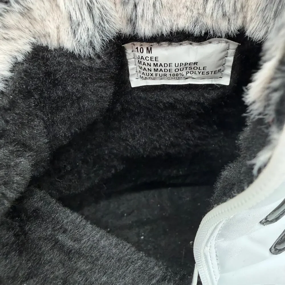 Totes Jacee Snow Boots Quilted Upper Waterproof Faux Fur Trim Contrast NWOB 10